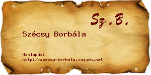 Szécsy Borbála névjegykártya